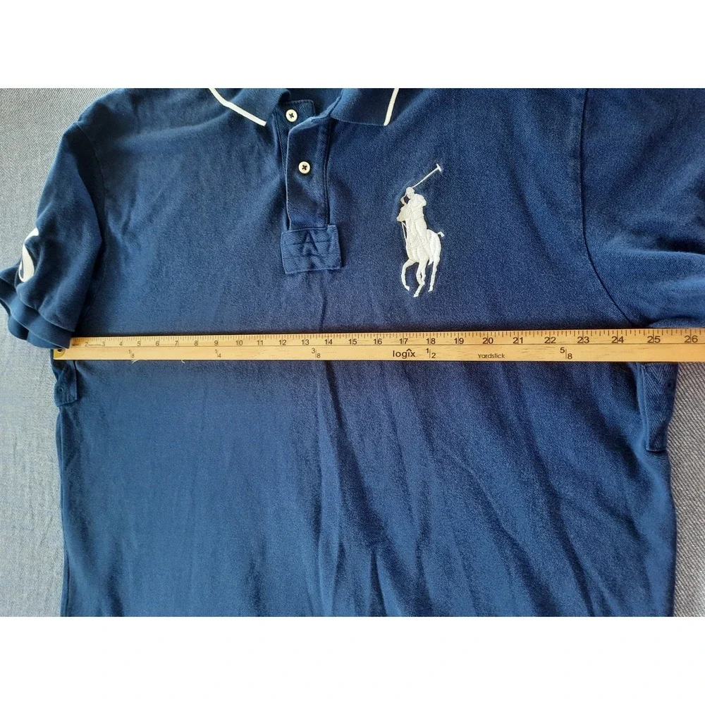 Polo Ralph Lauren Big Pony Royal Blue Knit Short Sleeve Polo Shirt XXL 3 Patch
